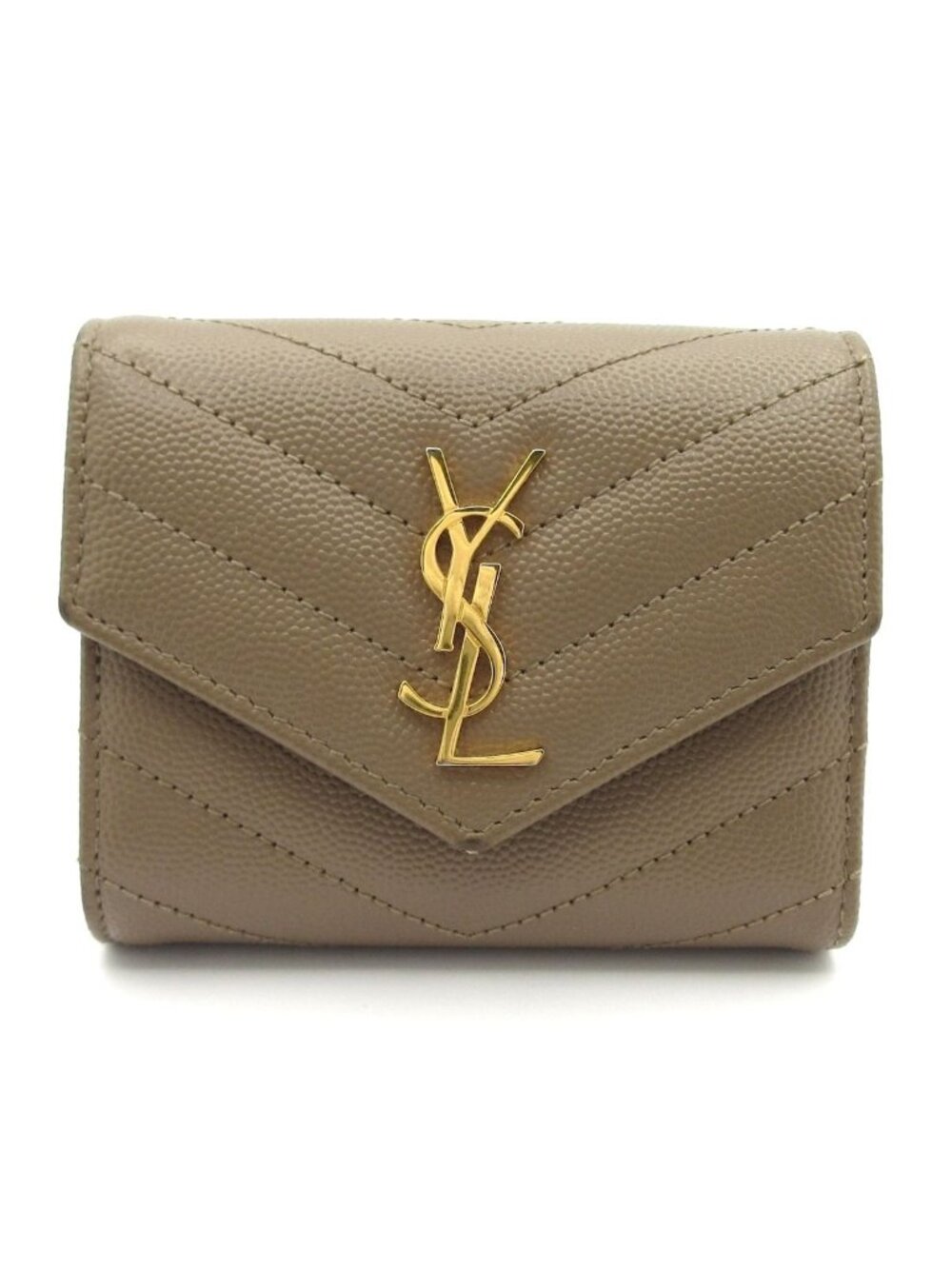 Saint Laurent Paris Trifold Wallet Cassandra Brown Leather